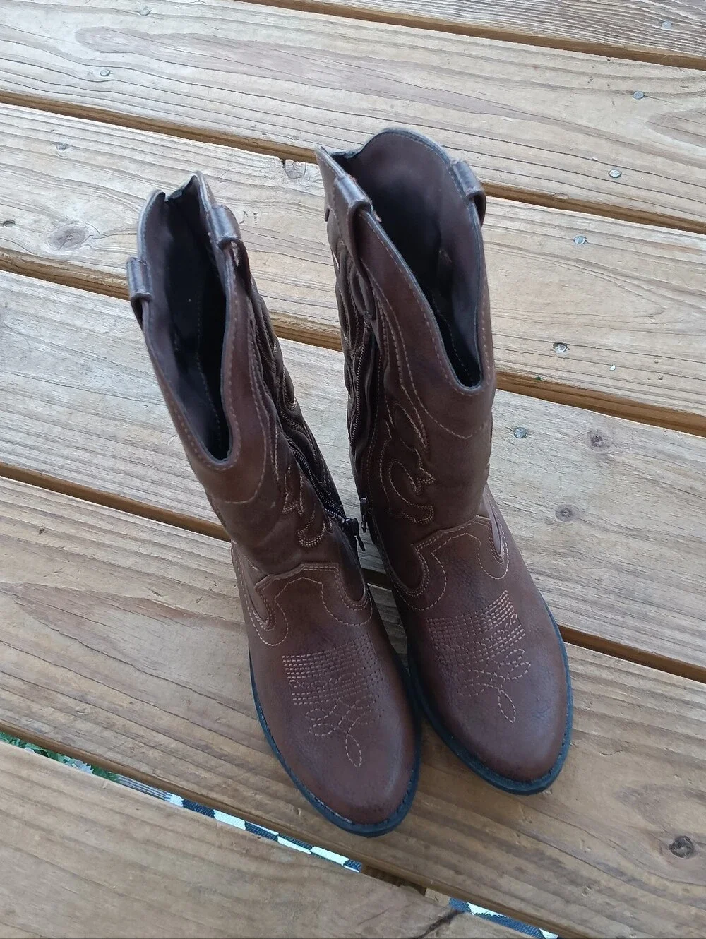 Cat & Jack Brown Embroidered Western Boots